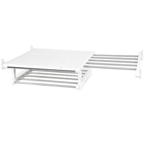 Raft telescopic pentru dulap, Quasar & Co., cu 2 niveluri, extensibil, 60-100 x 45 cm, ABS/otel inoxidabil, alb
