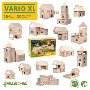 Set constructie arhitectura Vario XL, 184 piese din lemn, Walachia