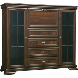 Comoda living Kora KK7, MDF, 158 x 46 x 136 cm, maro inchis