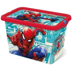 Cutie pentru depozitarea jucariilor Stor, model Spider-Man, cu capac, 7 l, multicolor, 18.5x19.2x28.7 cm
