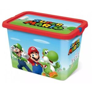 Cutie pentru depozitarea jucariilor, model Super Mario, cu capac, 7 l, multicolor, 18.5x19.2x28.7 cm