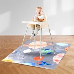 Covoras anti-murdarire pentru scaunul de masa bebe, impermeabil, lavabil, antiderapant, Planets