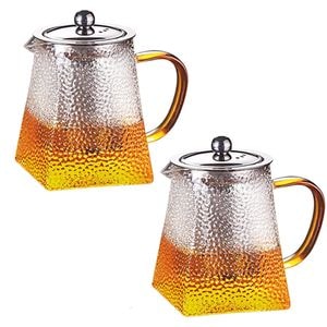 Set 2 ceainice, Quasar & Co., recipiente pentru ceai/cafea cu infuzor si capac, 2x750 ml, sticla borosilicata/otel inoxidabil, transparent