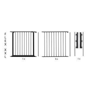 Bariera spatioasa pentru copii - Flex XXL neagra 90-350 cm