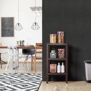 Raft modular organizator cu 3 etajere, aspect de lemn stratificat, maro