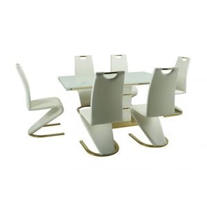 Set masa si scaune bucatarie DA1128G, 7 piese, alb