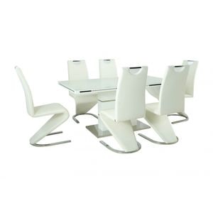 Set masa si scaune bucatarie DA1128, 7 piese, alb