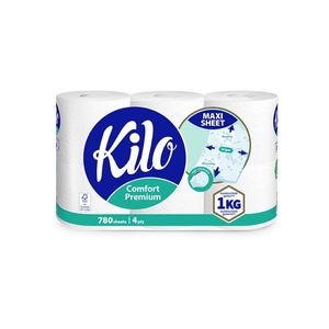 Hartie igienica Kilo Confort, 4 straturi, 6 role