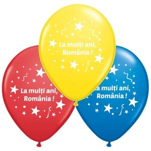  Baloane inscriptionate - La multi ani, Romania!, 15 buc