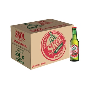 Bere blonda Skol bax 0.33L x 24 sticle
