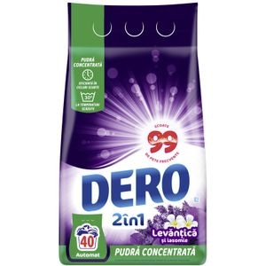 Detergent de rufe pudra Dero 2in1 Levantica si iasomie, 3kg, 40 spalari
