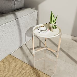 Masuta cafea Scandinavian, metal cu lemn, 46x49x51.5 cm