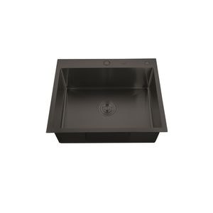 Chiuveta bucatarie, MIXXUS HM5843-215, 1 cuva, inox, nano-black