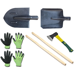 Pachet Gradina, Lopata Tip C, Lacuita + Cazma (Harlet) ,1,1kg, Nervurata, Lacuita + Coada de Lopata/Cazma, L[m]:1.3 +Topor cu Coada Fibra de Sticla 0.6kg + Manusi Nitril Latex Verde -2 perechi, Soko Smart Kaufen Buy clever
