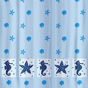 Perdea baie din material textil (model marin) Marine Motifs, Tatkraft