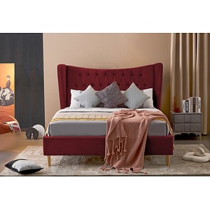 Pat Lora 180x200 cm Tapitat Catifea Burgundy Somiera Inclusa
