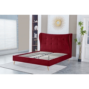 Pat Almera 180x200 cm Tapitat Catifea Burgundy Somiera Inclusa