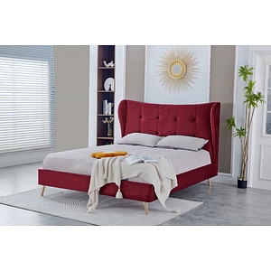Pat Almera 160x200 cm Tapitat Catifea Burgundy Somiera Inclusa