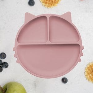 Farfurie din silicon, AppeKids - Kitty - Old Rose