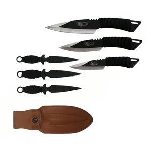 Set 3 cutite de aruncat, 24.5 cm si 3 trei cutite de aruncat,16.5 cm, IdeallStore, husa inclusa