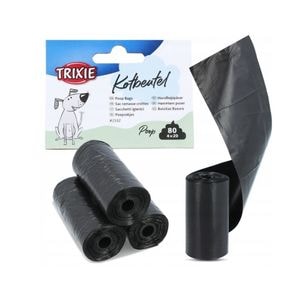 Pungi Igienice Pentru Caini, Trixie,  4 Role/20 buc, Negru,  2332