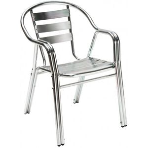 ScaunDacEnergy,din teava de aluminiu,stivuibil, rezistent la apa, intretinere usoara, cu picioare tubulare duble,interior / exterior,56 x 60 x 79 cm, gri