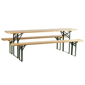 Set mobilier gradina DacEnergy, cadru din otel, blatul si sezutul din lemn, dimeniuni 50 x 220 cm, culoare crem