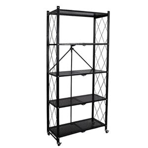Raft podea, metal, 5 polite, 72 x 34 x 163 cm, negru