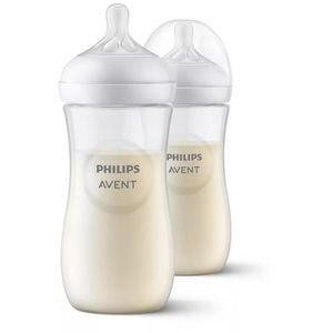 Biberon anticolici Philips Avent, Natural Response, 330 ml, 3 luni+ , 2 bucati, Alb