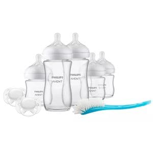 Set Philips Avent, Pentru nou-nascuti, 5 biberoane anticolici, 2 suzete, 1 perie de curatat, Sticla, 3x120 ml,2x260 ml, Natural Response, 0 luni+, Alb