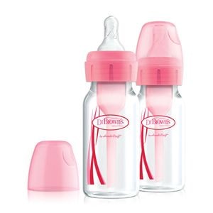 Pachet Biberoane Anti-Colici cu Gat Ingust  Options Plus  PP, 120 ml. (2 pack) Roz