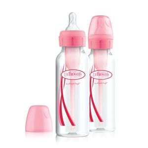 Pachet Biberoane Anti-Colici cu Gat Ingust "Options Plus" Polipropilena, 250 ml. (2-Pack) Roz