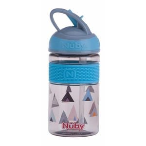 Cana Nuby, 2 in 1, Cu pai incorporat, Din materialul ecologic tritan, Rezistenta, 360 ml, 3+ ani, Albastru