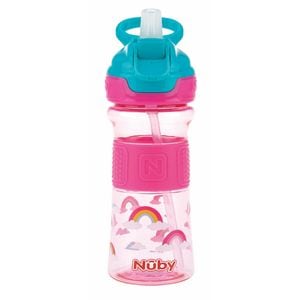 Cana sport Nuby, Cu pai moale si pliabil, Din materialul ecologic tritan, Rezistenta, 360 ml, 3+ ani, Roz