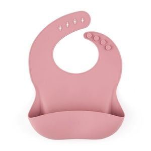 Baveta moale Petite&Mars, Take&Match, Reglabil, Cu buzunar colector, Silicon, Fara BPA, 6 luni+, Roz
