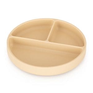Farfurie compartimentata Petite&Mars, Take&Match, Rotunda, Cu ventuza si 3 compartimente, Silicon, Fara BPA, 500 ml, 6 luni+, Bej
