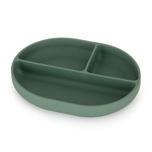 Farfurie compartimentata Petite&Mars, Take&Match, Ovala, Cu ventuza si 3 compartimente, Silicon, Fara BPA, 630 ml, 6 luni+, Verde