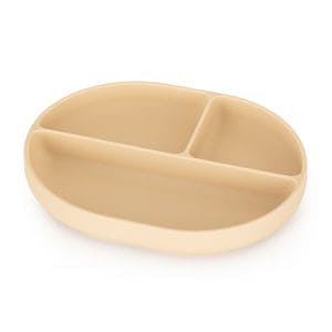 Farfurie compartimentata Petite&Mars, Take&Match, Ovala, Cu ventuza si 3 compartimente, Silicon, Fara BPA, 630 ml, 6 luni+, Bej