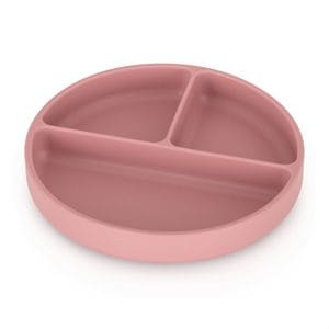 Farfurie compartimentata Petite&Mars, Take&Match, Rotunda, Cu ventuza si 3 compartimente, Silicon, Fara BPA, 500 ml, 6 luni+, Roz
