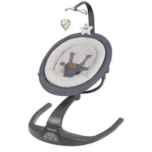 Balansoar si sezlong, Lionelo, Rina, Electric, Cu rotire 360 grade, Telecomanda, cablu USB, 2 directii de balansare, 5 de viteza, Cu 12 melodii, Gri