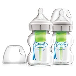 Pachet Biberoane Anti-Colici din sticla cu Gat Larg Options Plus 150 ml. (2 pack)