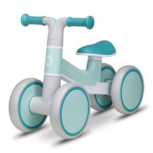 Bicicleta fara pedale, Lionelo, Villy, Cu 4 roti, Din spuma EVA si TPR, 12-36 luni, Certificata EN 71-1:2014, EN 71-2:2011, EN 71-3:2019, Verde turcoaz