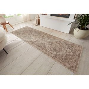 Covor traversa Sand cu fire scurte model oriental crem 80x200 cm