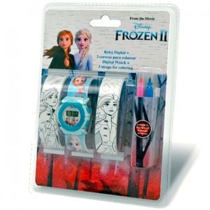 Ceas mana digital Frozen II cu bratara de colorat