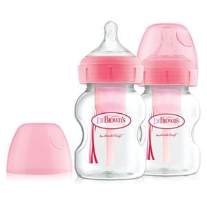 Pachet biberoane Anti-colici cu Gat Larg PP,150 ml. "Options Plus", ROZ (2 pack)