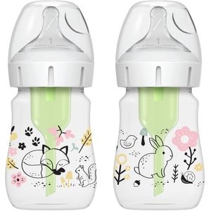 Biberon Anti-Colici cu Gat Larg PP,150 ml. "Options Plus" design fetite (BPA free) (2 pack)