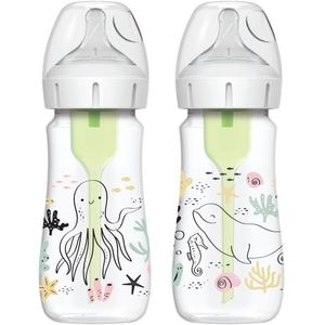 Biberon Anti-Colici cu Gat Larg PP,270 ml. "Options Plus" design fetite (BPA free) (2 pack)