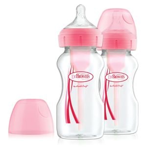 Pachet Biberoane Anti-Colici Gat Larg "Options Plus" PP,  270 ml. Roz (2-Pack)