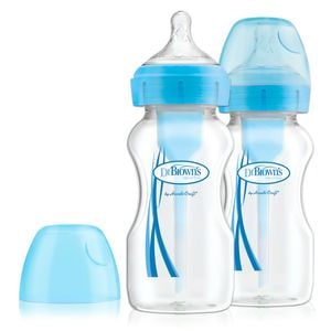 Pachet Biberoane Anti-Colici Gat Larg "Options Plus" Polipropilena,  270 ml. Albastru (2-Pack)