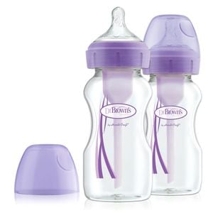 Pachet Biberoane Anti-Colici Gat Larg "Options Plus" PP,  270 ml. Violet (2-Pack)